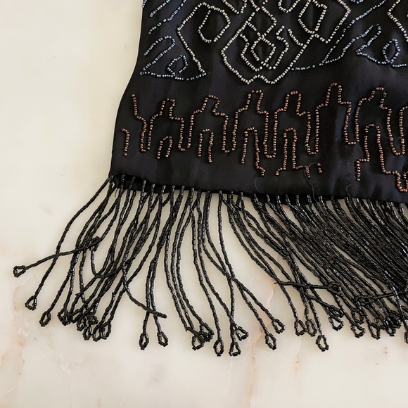 Burning Torch Black Beaded Fringed Formal Dress - Picture 6 of 16